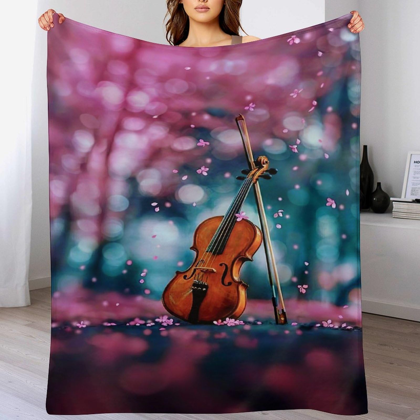 Couverture polaire en flanelle violon 180x200 cm pour lit et canapé