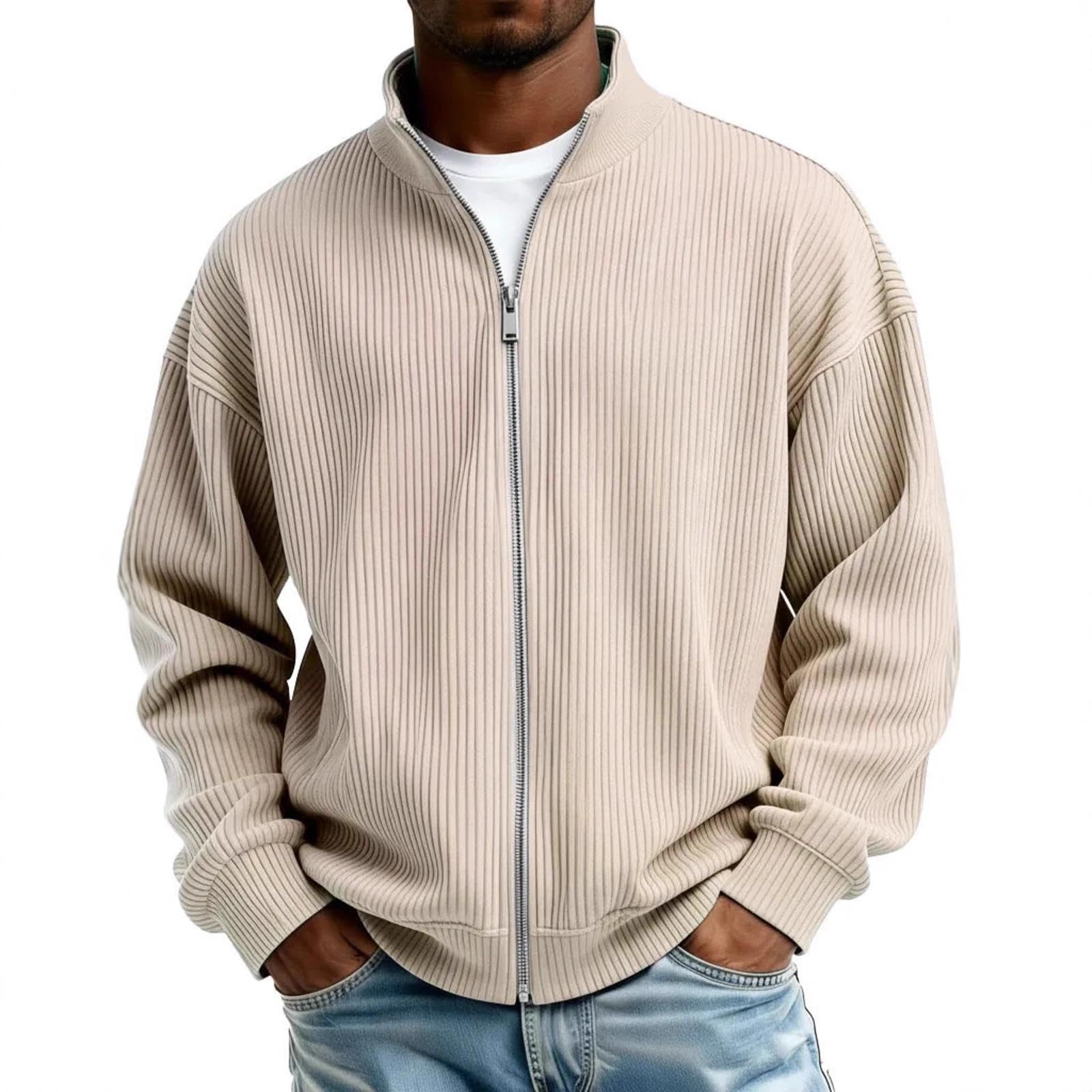 Veste rétro à col montant pour hommes coupe ample décontractée - 4