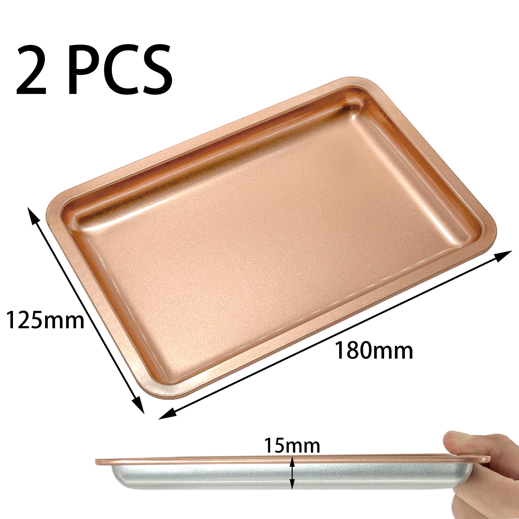 2 PCS Stainless Steel Square Trays,Trinket Serving Trays (Gold) - Image 4
