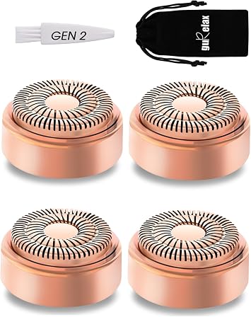 Replacement Heads for Flawless Hair Remover, Gen 2 Replacement Blades for Finishing Touch Facial Hair Removal for Women, Painless Razor Head for Face with Gurelax Flannel Bag 4pcs