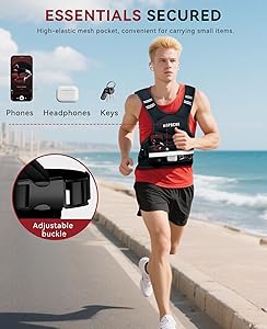 HAPBEAR Adjustable Weighted Vest for Men and Women, 4-10 lbs with 6 Ironsand Weights and Large Pocket Includes kettlebell pouch for Workout, Strength Training, Running, Walking, Weight Loss