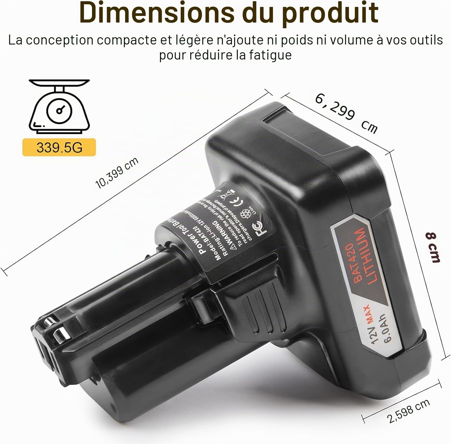 12 V 6 A Batterie de Remplacement Li-ION pour Outils Bosch 12 V - Convient pour Batterie BAT411 BAT412 BAT413 BAT415 BAT420 GBA10.8V