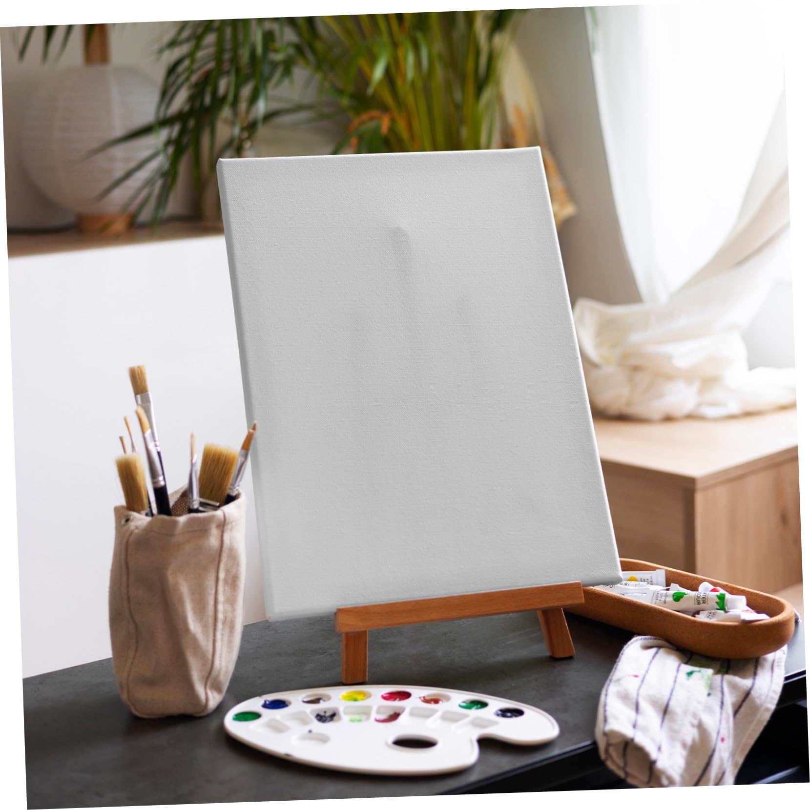 Panneaux de Toile D’artiste 6 Pièces en Bois et Tissu Blanc