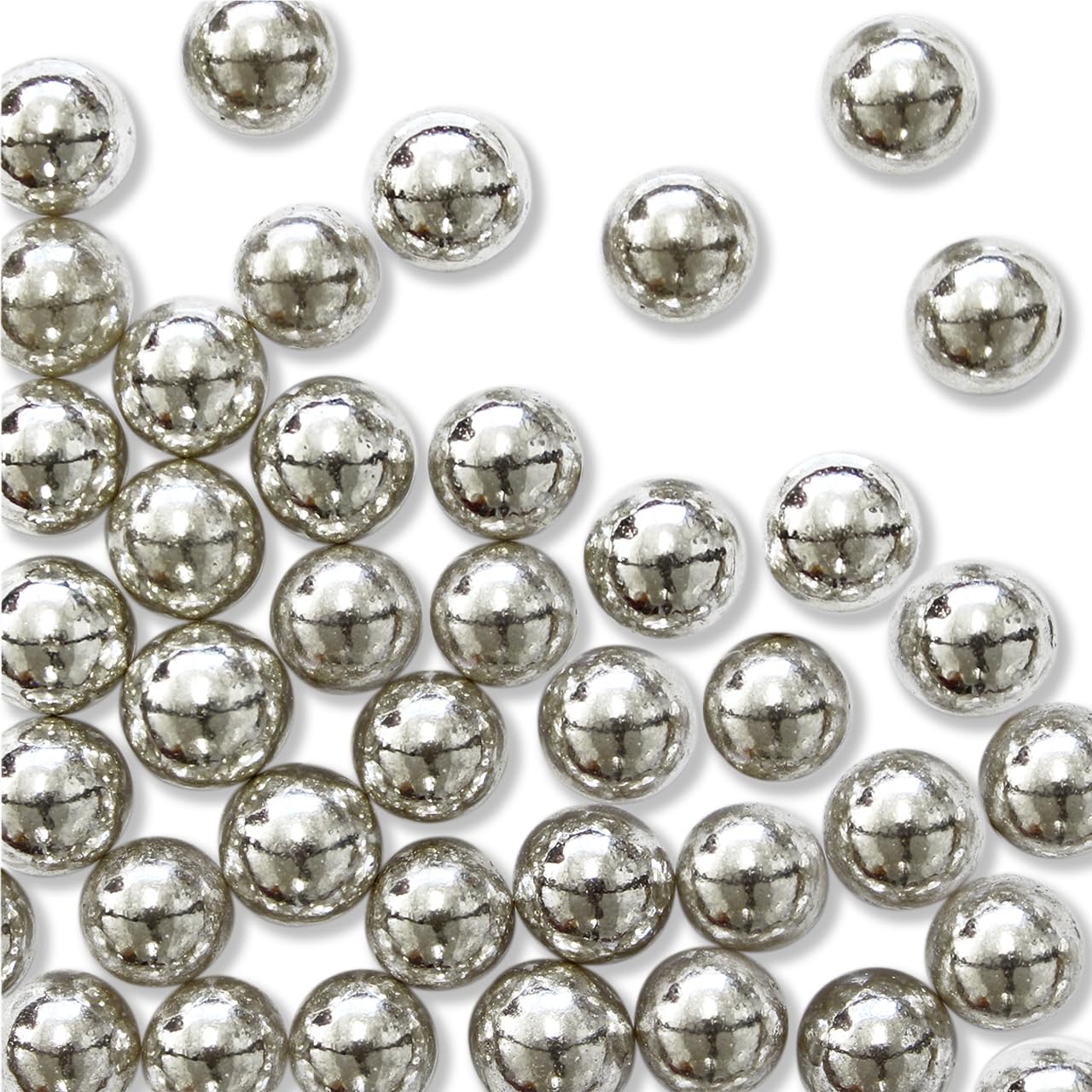 PME Silver Sugar Pearls (25g), 8mm diameter, Edible Cake Icing Decorations