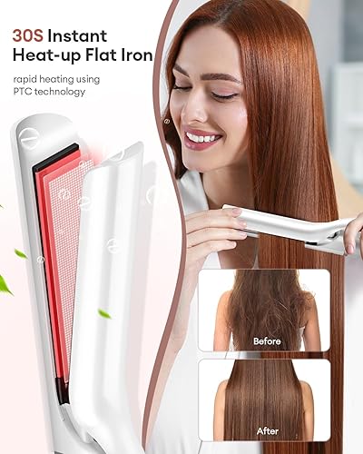 Miniatura 5 de CkeyiN Juego de rizador 3 en 1, juego de rizador intercambiable 3 barriles de pelo + rizador de pelo de 1.260 in + plancha de pelo rizador de pelo