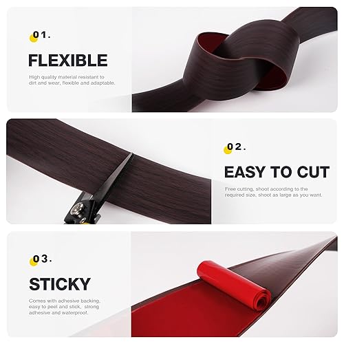 Miniatura 3 de Bnell Tira de transición para piso, tiras autoadhesivas para pisos, tiras de vinilo para pisos, tiras divisoras planas para unir huecos de suelo