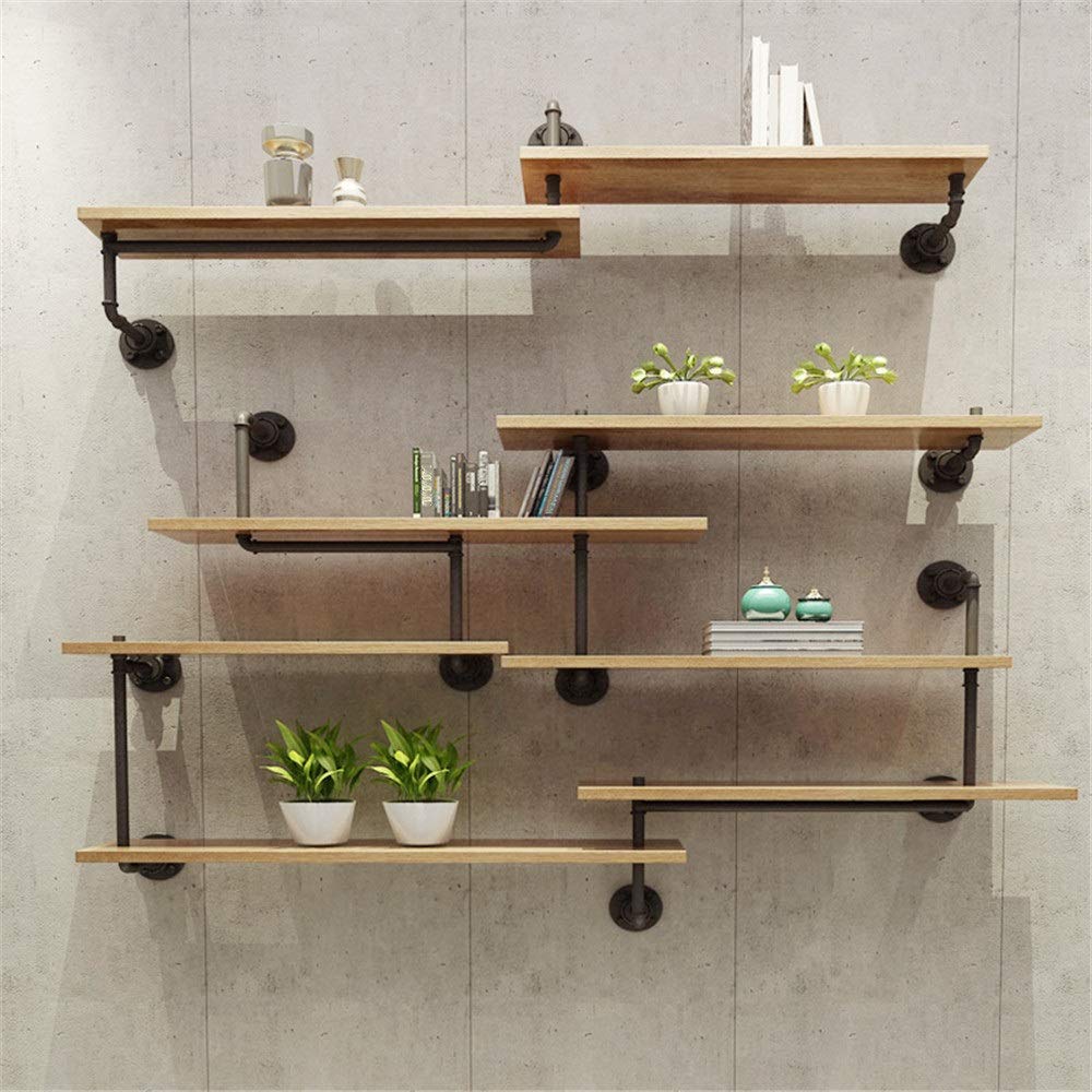 Amazon｜工業用パイプ棚 壁掛けパイプデザイン 鉄パイプは、壁掛け木製