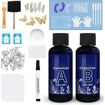 53-Piece Cyanotype Kit Cyanotype Sensitizer Kit for Fabric Paper Cyanotype paper for dye projects can be used for DIY craft projects let your creativity run wild