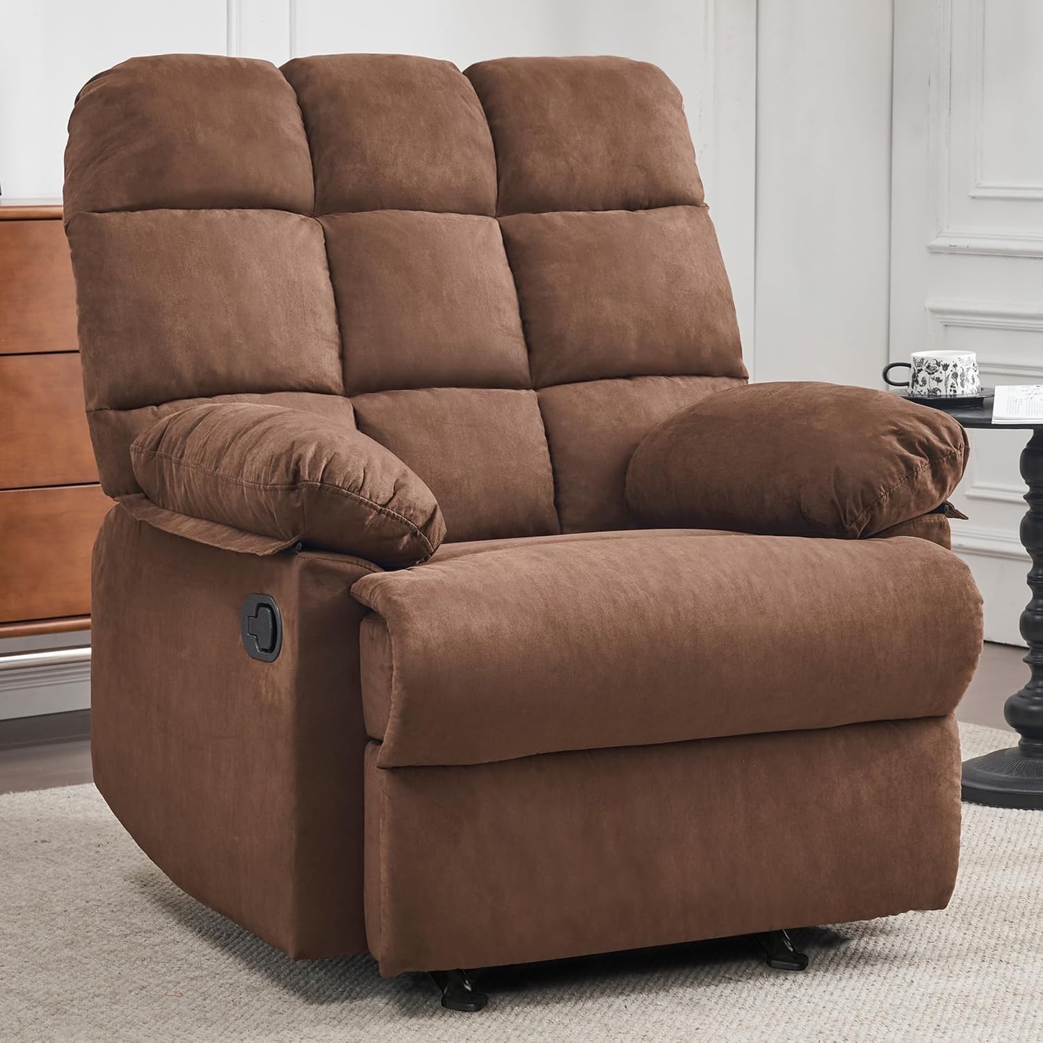 Genuine Leather Oversized Recliner Sofa with Power Lift, Dual Motor Infinite Position, Heat and Massage, Cup Holders, Remote Control, and USB Charging Ports for Adults