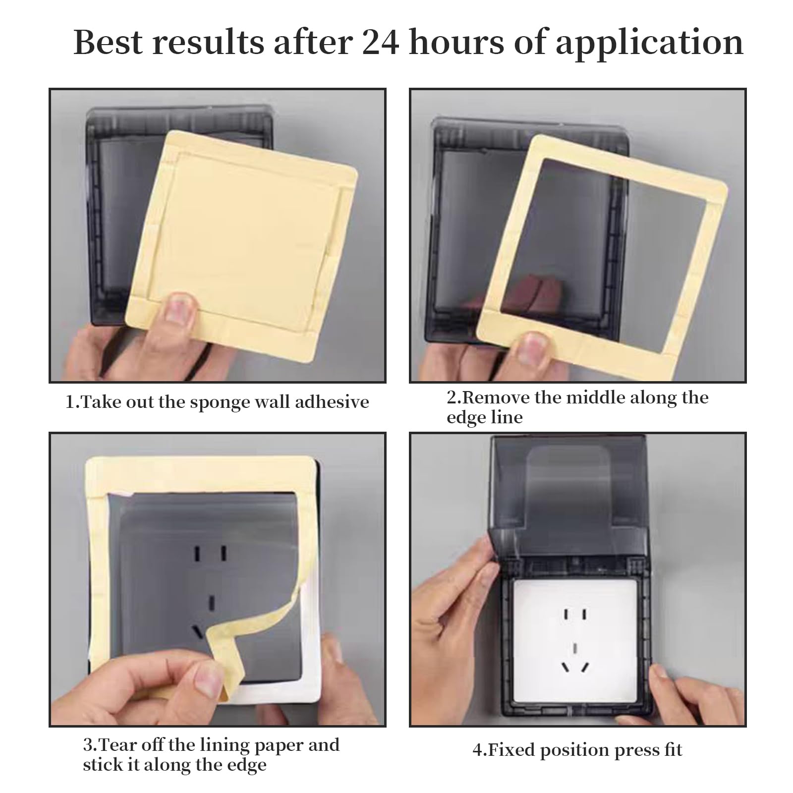 Cache Prise Etanche Electrique Murale Type 86 Plastique Autocollant Noir Transparent 12,2 x 10,8 x 7,3cm