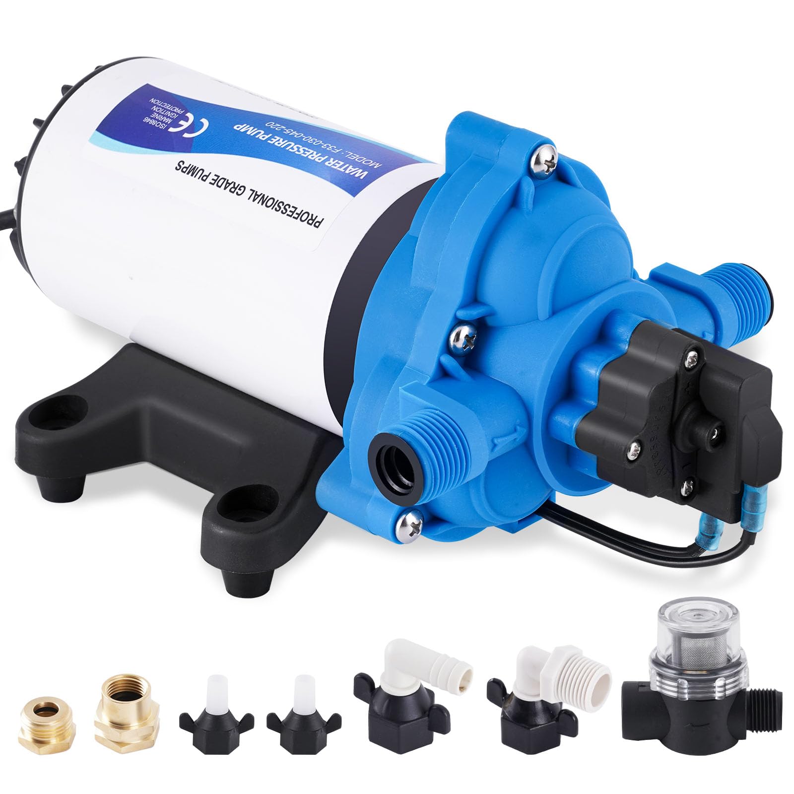 YUCHENGTECH Druckwasserpumpe AC 220V Selbstansaugende Membranpumpe 88W 11.3Lpm/min 45PSI/3.1Bar Automatische Wasserpumpe Druckpumpe für Haus Dusche Garten RV Wasserhähne