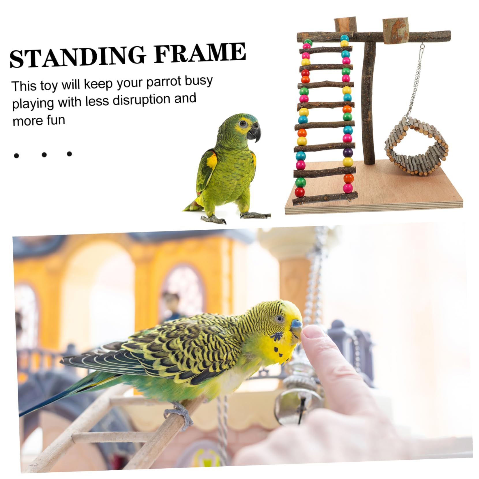 Beavorty Puesto de Loros Percha para Loros Juguete para Soporte de Entrenamiento para Pájaros Zona para Percha para Entrenamiento de Aves