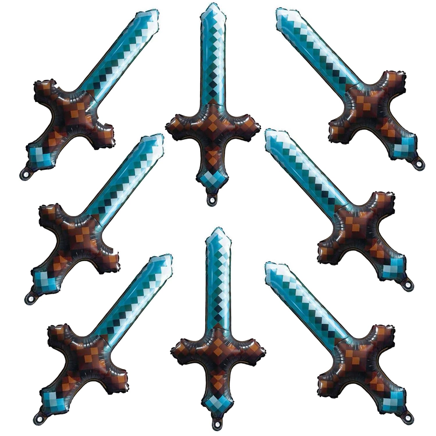 8pcs Pixel Balloons Gaming Inflatable Sword Birthday Party Decorations