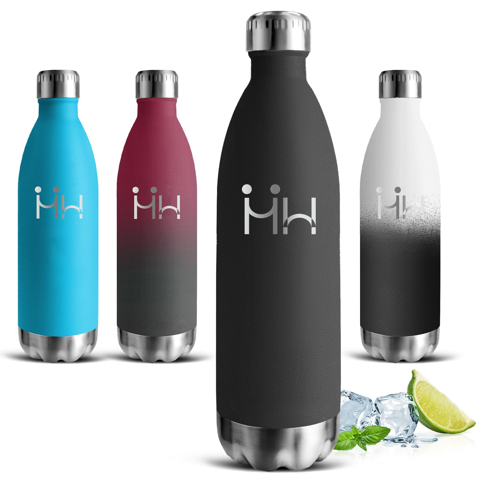 Mujigaga Insulated Water Bottle, 1 Litre Water Bottle, BPA Free, Stainless Steel Water Bottles, No Leakage, Thermal Bottles, Keeps Hot for 12 Hours/Cold 24 Hours, School, Camping, Fitness