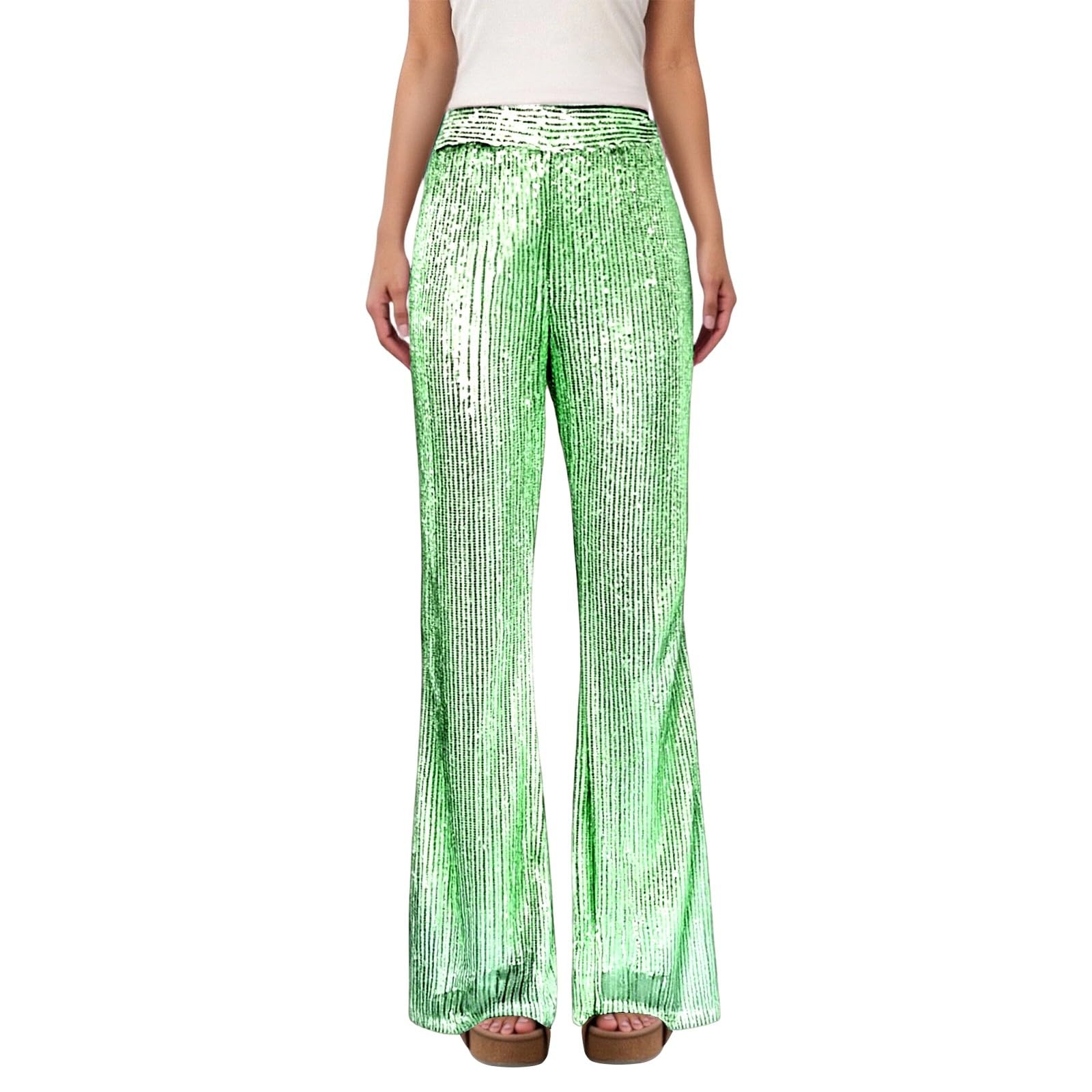 Pantalon décontracté coupe droite paillettes scintillantes fête - 6