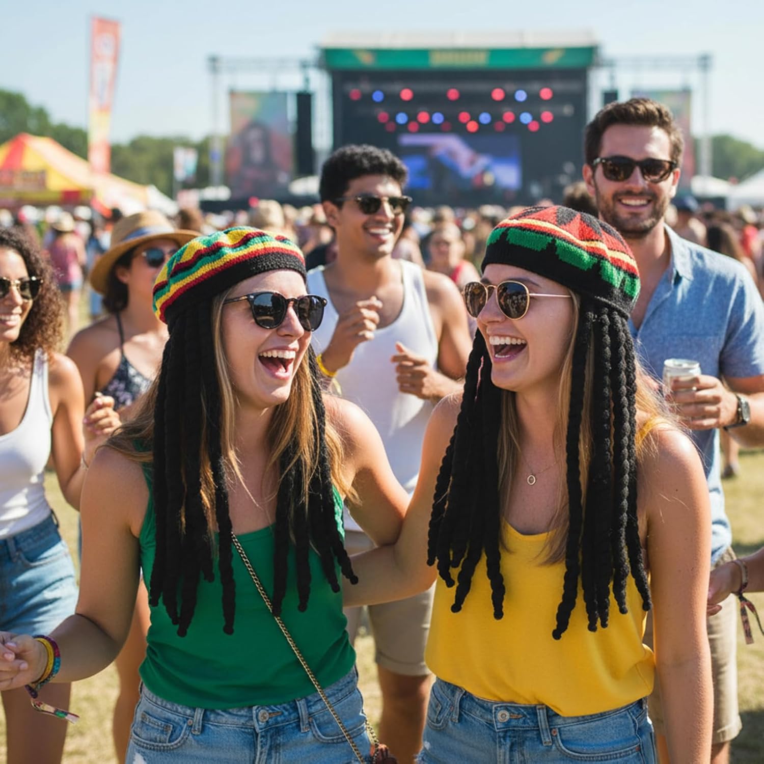 Dreadlock Wig Hat with Black Braids, Funny Hat, Funny Costume Accessory for Halloween, Cosplay, Parties, Festivals, Fits Suitable For Men And Women