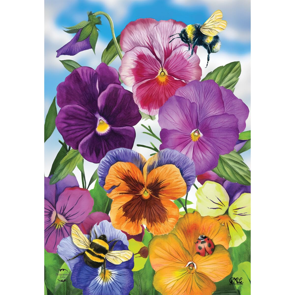 Bratki wiosenny ogród flaga 12,5 x 18 Briarwood Lane