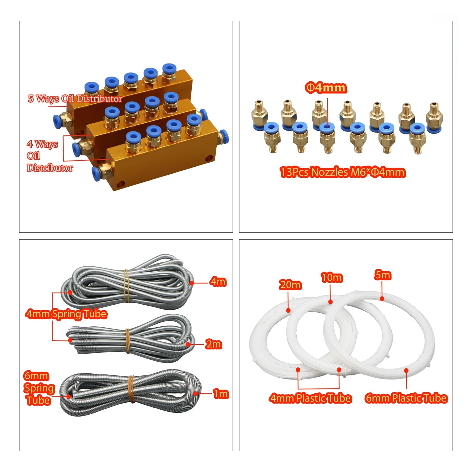 Automatyczna pompa smarująca CNC Zestaw pompy smarowania CNC 1L i 2L, AC 220V, AC 110V, 4mm 6mm (AC110V, CN_2L ZESTAW 4 MM WITHGAUGE)