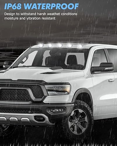 Miniatura 5 de HERCOO Clearane - 5 luces de marcador LED para techo de cabina de techo con arnés de cable compatible con camionetas Doge Ram 1500 2500 3500 4500