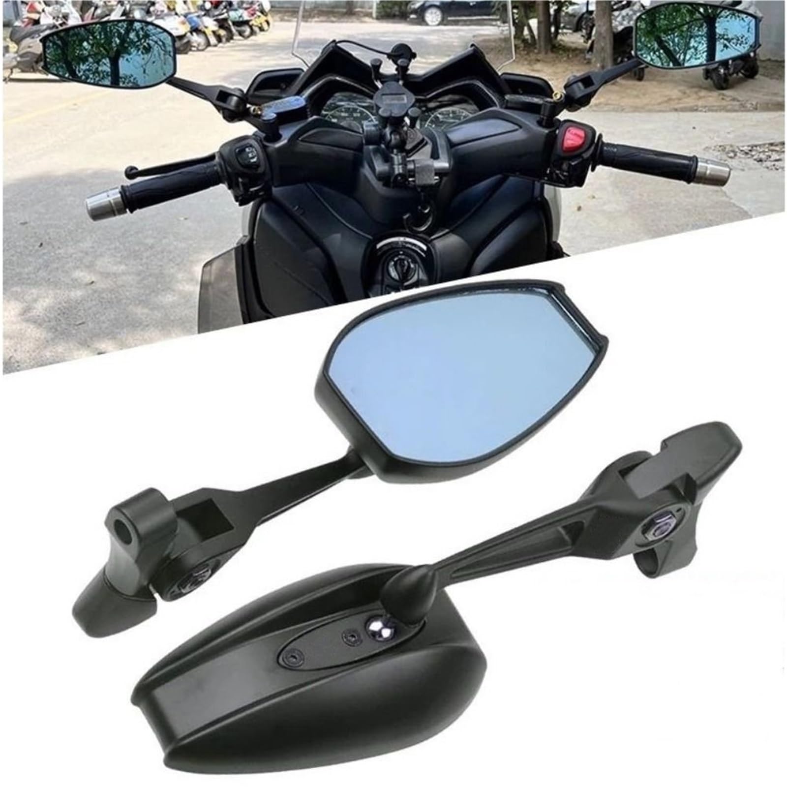 Specchietti Manubrio Moto Specchietto Laterale Universale In Lega Alluminio Specchietto Retrovisore HD Non Graduato Lente Pulita Regolabile Specchietto Retrovisore | Blue