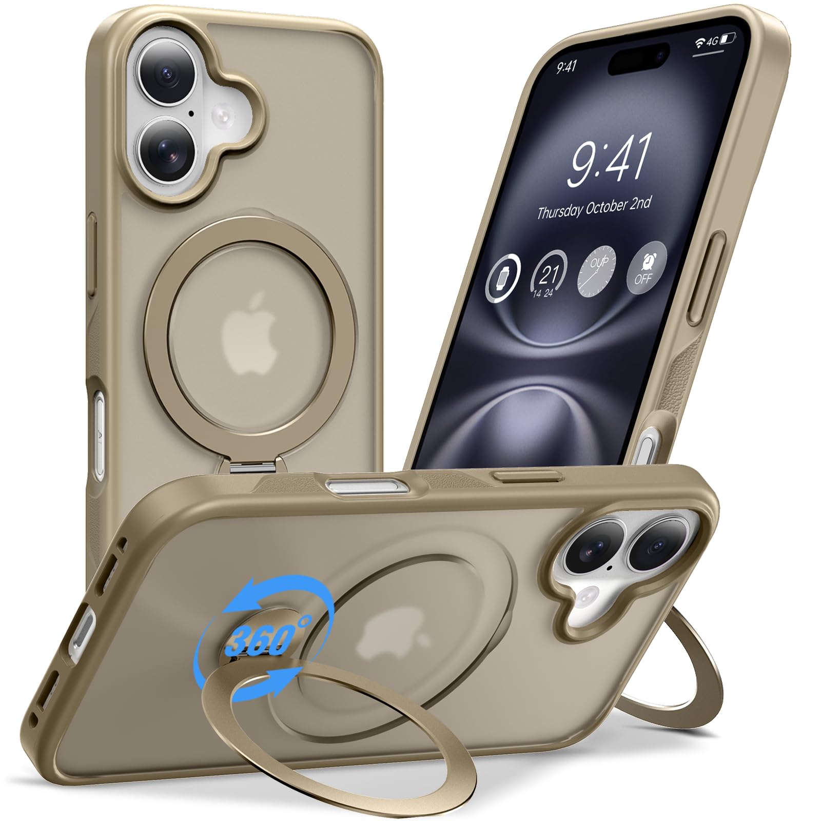 Funda para iPhone 16 con soporte magnético giratorio 360 y anillo integrado Anqrp 8