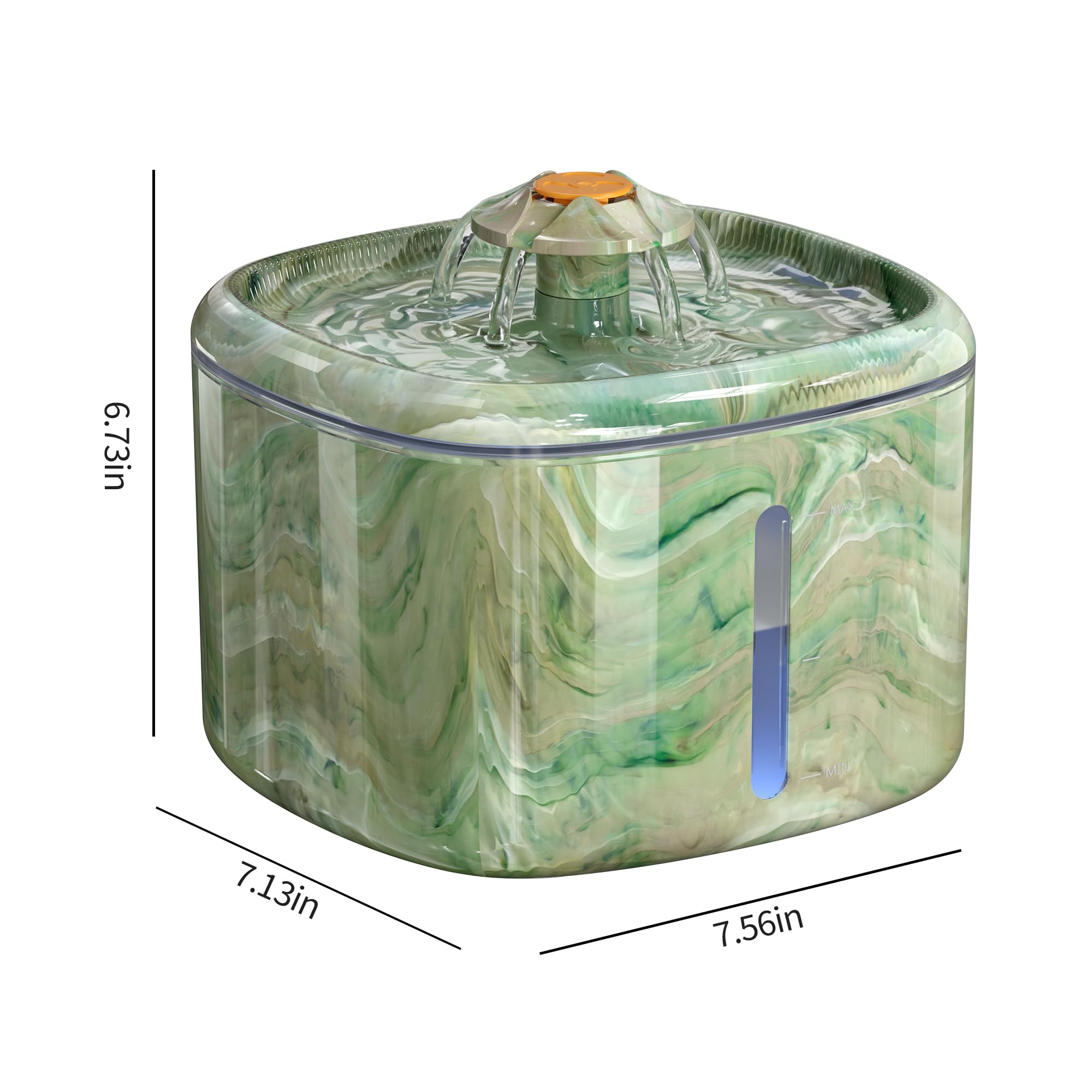 Fontana d'acqua per gatti, 2,5 l, fontana automatica per animali domestici, con attrattore rotante e design mimetico, erogatore d'acqua ultra silenzioso per gatti, cani, filtraggio a 4 stadi, per