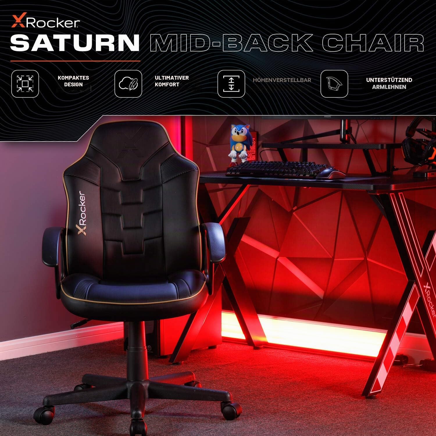 X Rocker Saturn Gaming Bürodrehstuhl für Kinder & Jugendliche