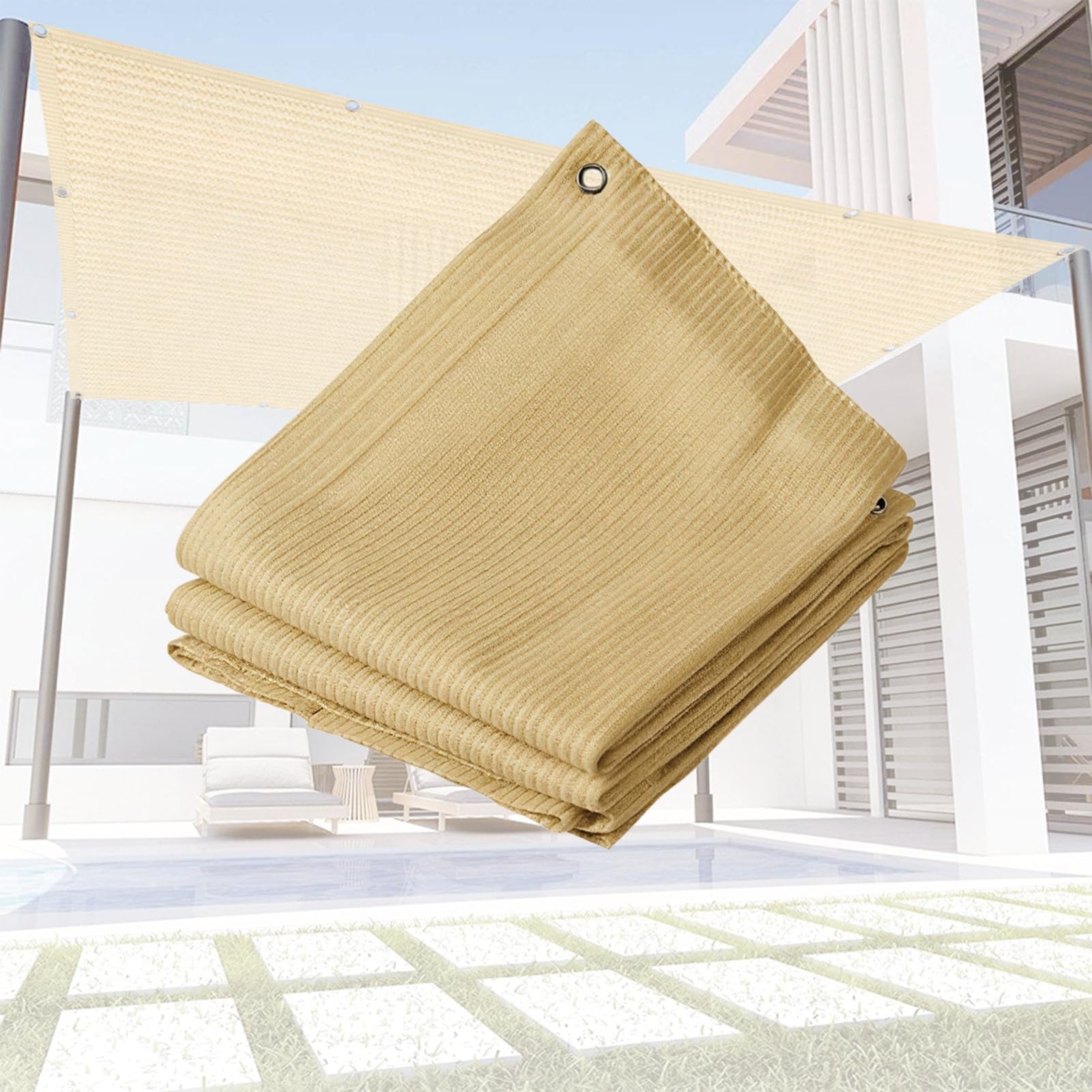 Toile d'ombrage pour balcon et terrasse sans perçage avec cordes et œillets