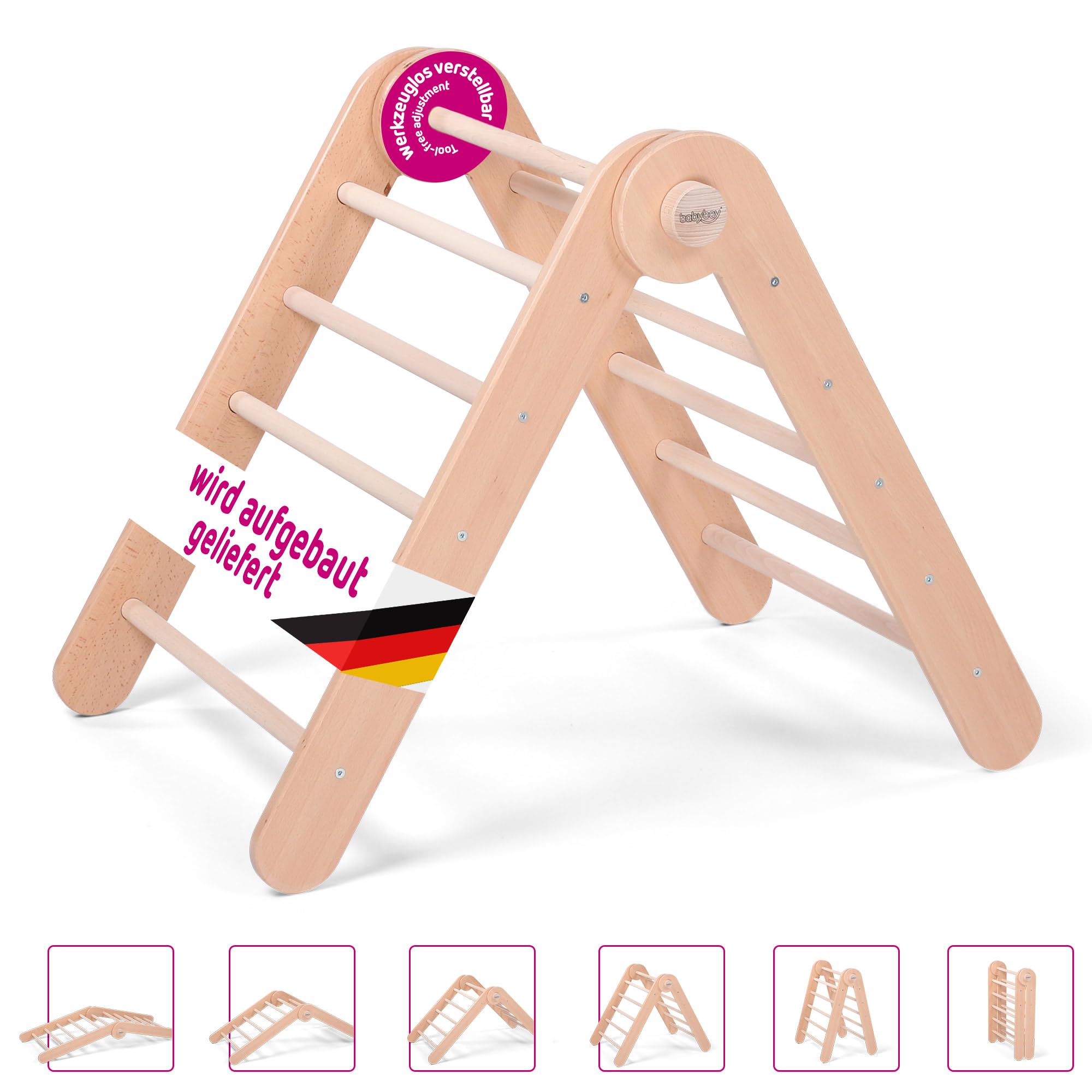 babybay Kletterdreieck Littlefoot, Natur lackiert