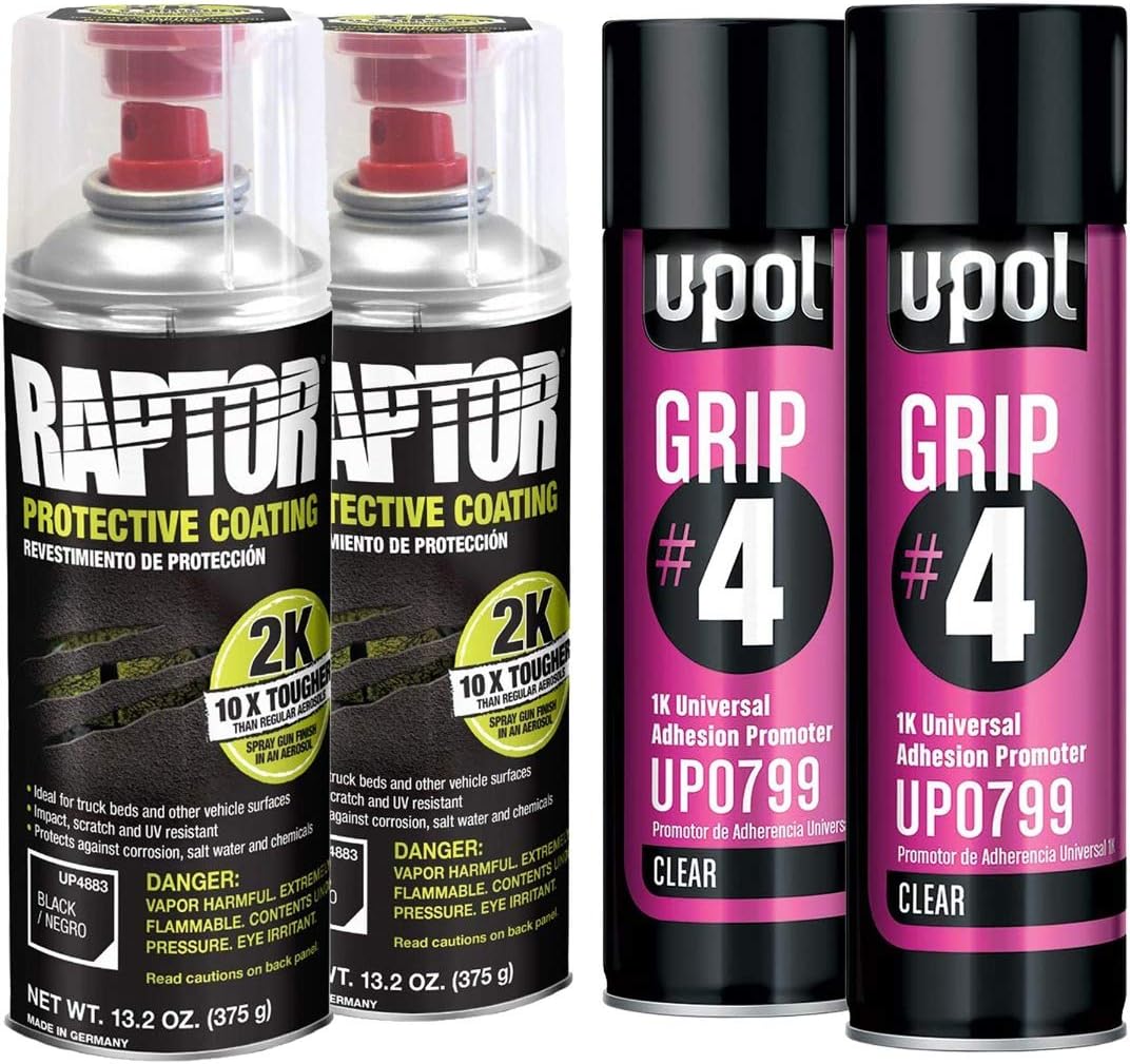 UPOL Raptor 2K Black SprayOn Truck Bedliner Aerosol (2) Grip 4