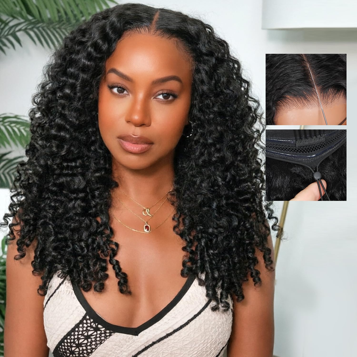 Photo 1 of Romolhy 7x5 Glueless Burmese Curly Wig Human Hair Pre Cut HD Lace Front Wig 220 Density Effortless Natural Look Wear and Go Beginner Friendly Daily Wear 26 Inch Natural Color
