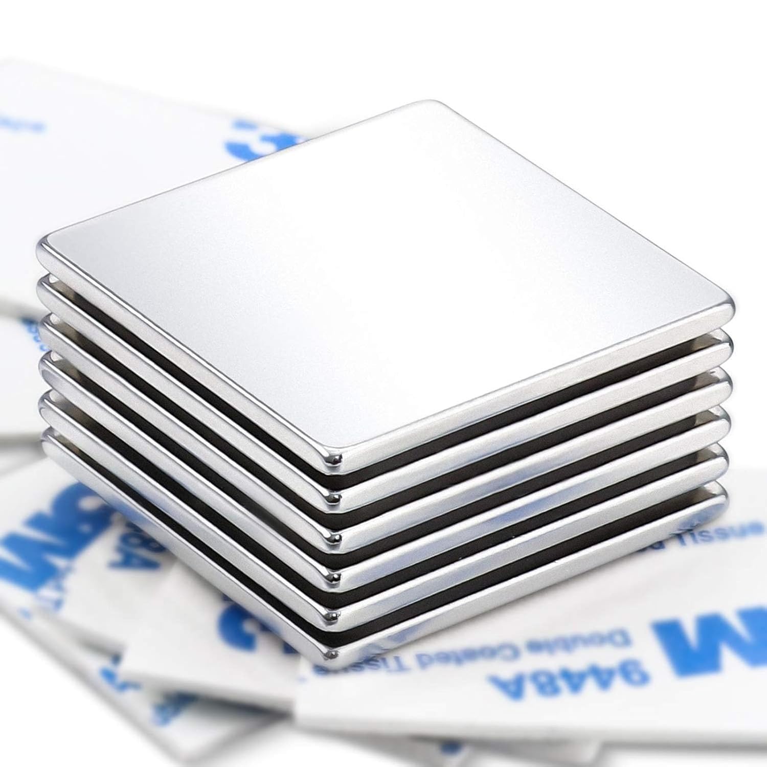 DIYMAG Strong Magnets, Neodymium Square Magnet with Adhesive Backing 6 Pack