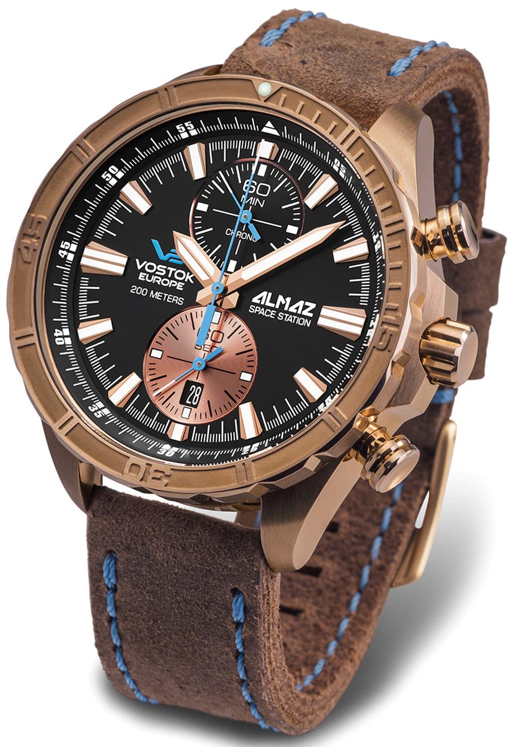 Vostok Europe almaz Space Station Reloj para Hombre Analógico de Cuarzo con Brazalete de Piel de Vaca 6S11/320O266