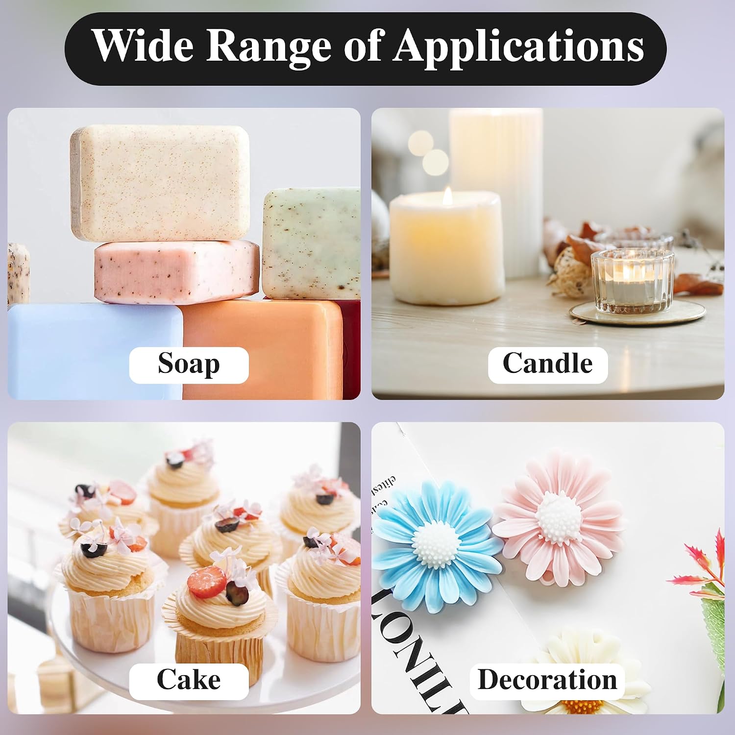4 Pcs Daisy Flower Candle Molds, Silicone Molds for Candles Making