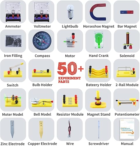 Miniatura 5 de Teenii Kit de electricidad y magnetismo kit de experimentos de ciencia STEM para niños conjunto de aprendizaje de circuito de electromagnetismo