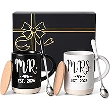 Cabtnca Mr and Mrs Est 2026 Mugs Set 16Oz, Weding Gifts for New Couples, Mr and Mrs Valentine's Day Gifts, His and Hers Coffee Mugs Set for Newlyweds Bride and Groom