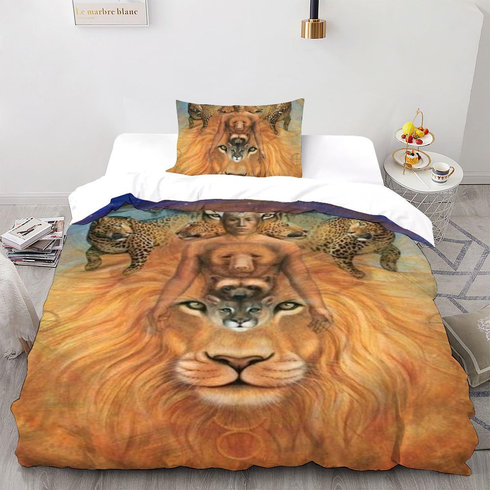 Housse de couette single microfibre animaux pour un lit d'enfant facile à laver et sans repassage