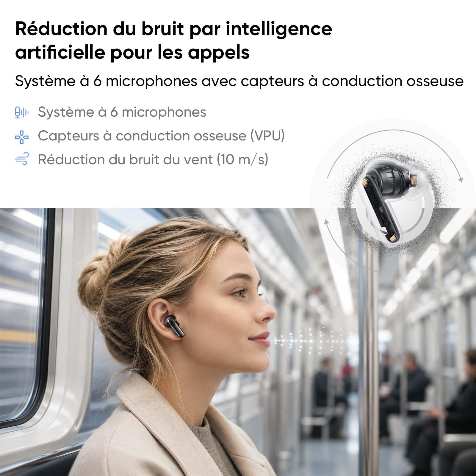 realme Buds Air 8 Pro Écouteurs Bluetooth sans Fil, Adaptative 55dB, Haut-parleurs 11mm+6mm Double DAC, Autonomie 50H, LHDC, Hi-Res Audio, Bluetooth 6.1, Réduction Bruits Appels IA, IP55, Noir