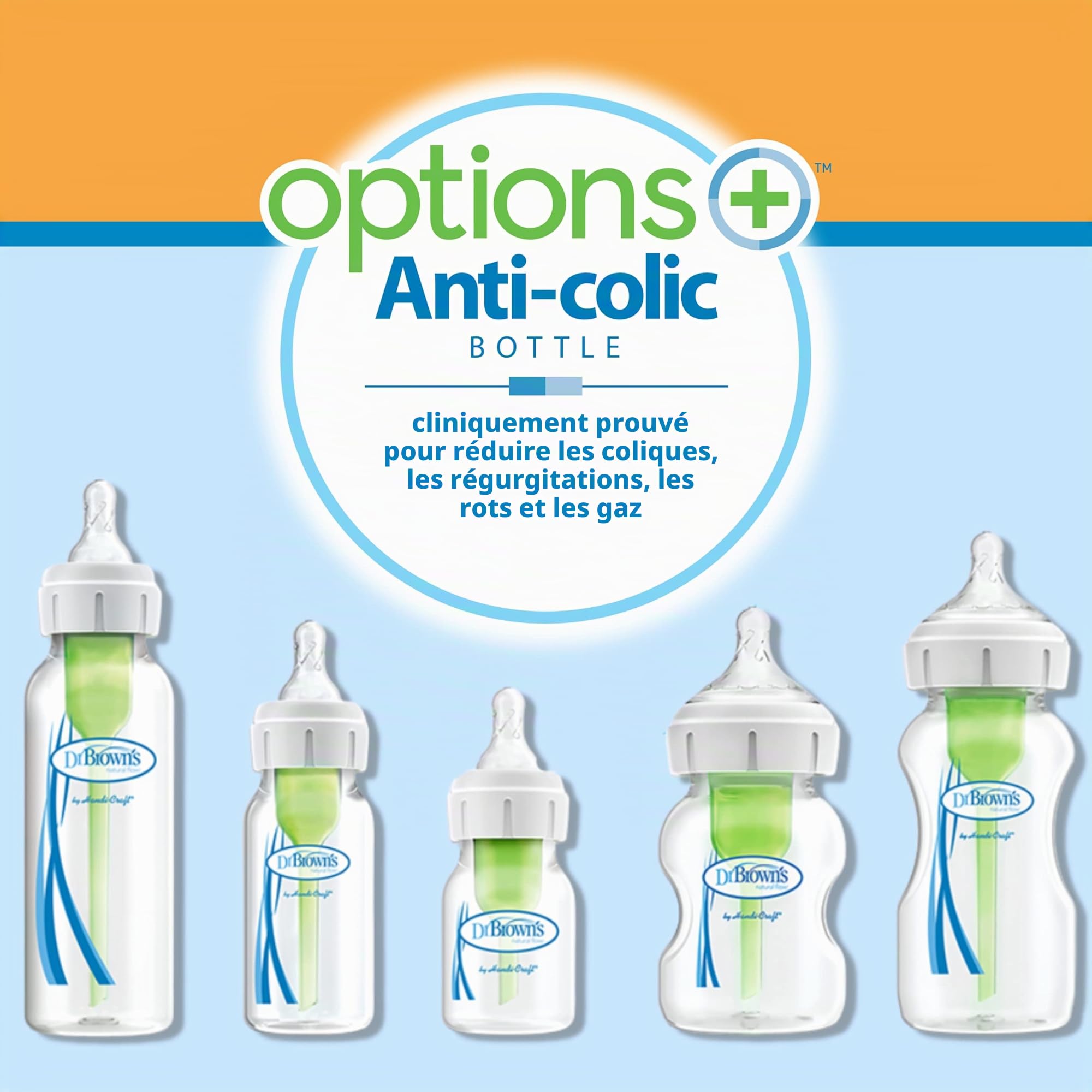 Dr Brown's Options+ Lot de 4 biberons anti-coliques, 270 ml
