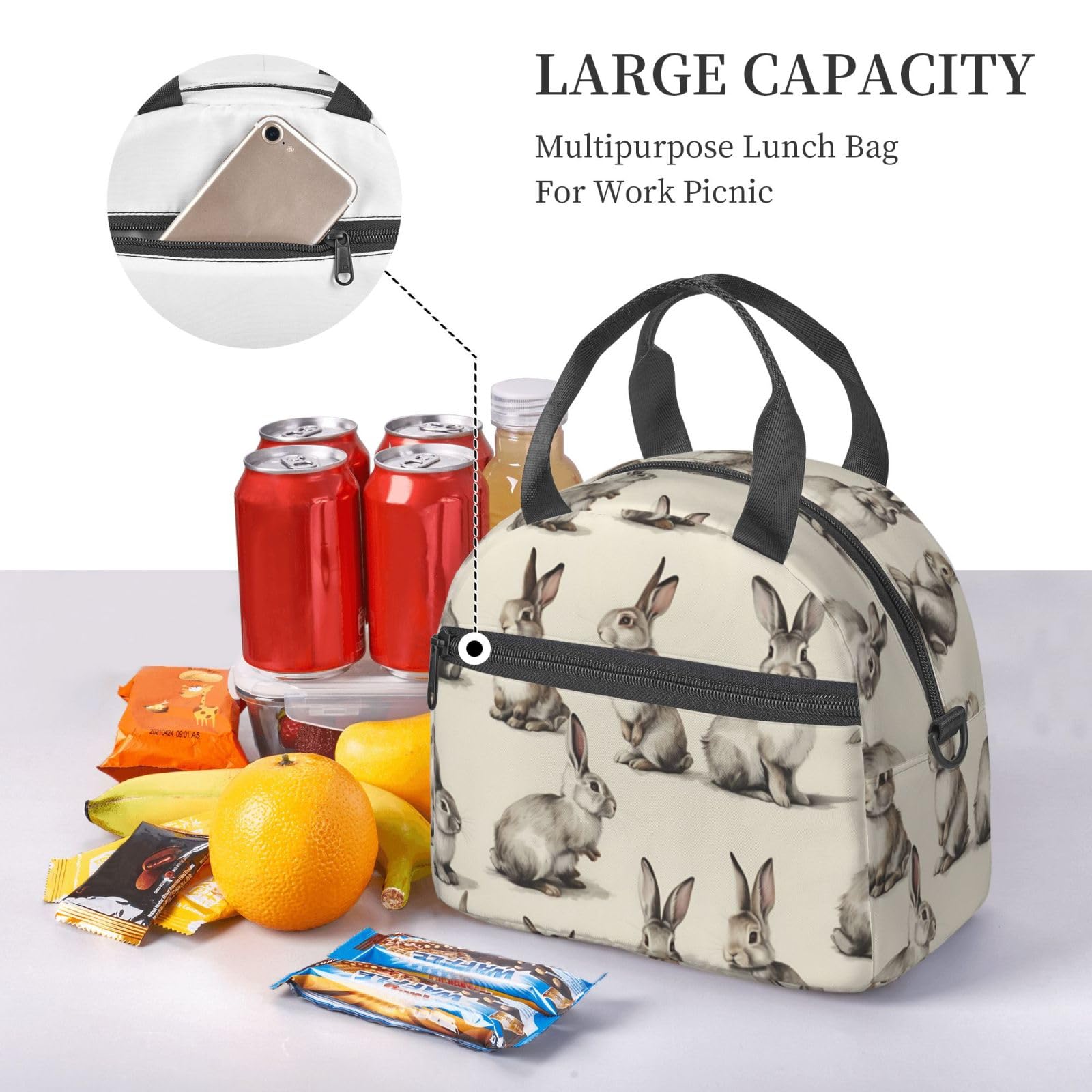 Bolsa de almuerzo isotérmica reutilizable para adultos para el trabajo, viajes, mujeres y hombres