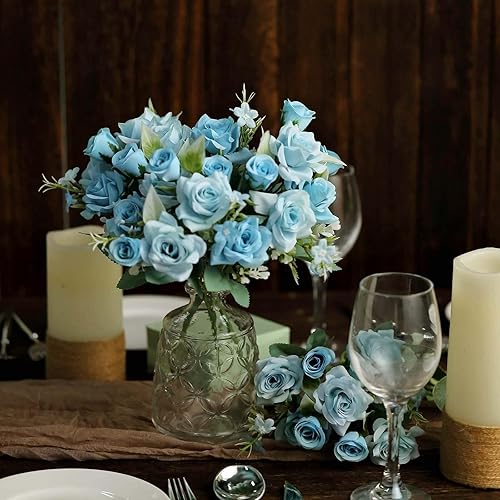 Miniatura 4 de TABLECLOTHSFACTORY - 4 arbustos  Ramo de novia de seda artificial de 12 pulgadas, terracota de tacto real, flores sintéticas