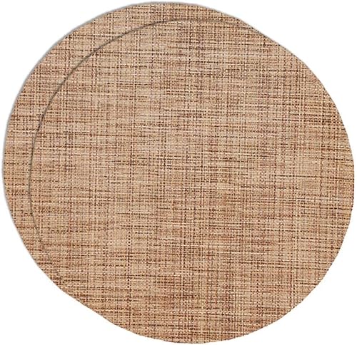 Sweet Pea Linens Juego de dos manteles individuales redondos con cargador de limpieza en el centro, color marrón y marrón