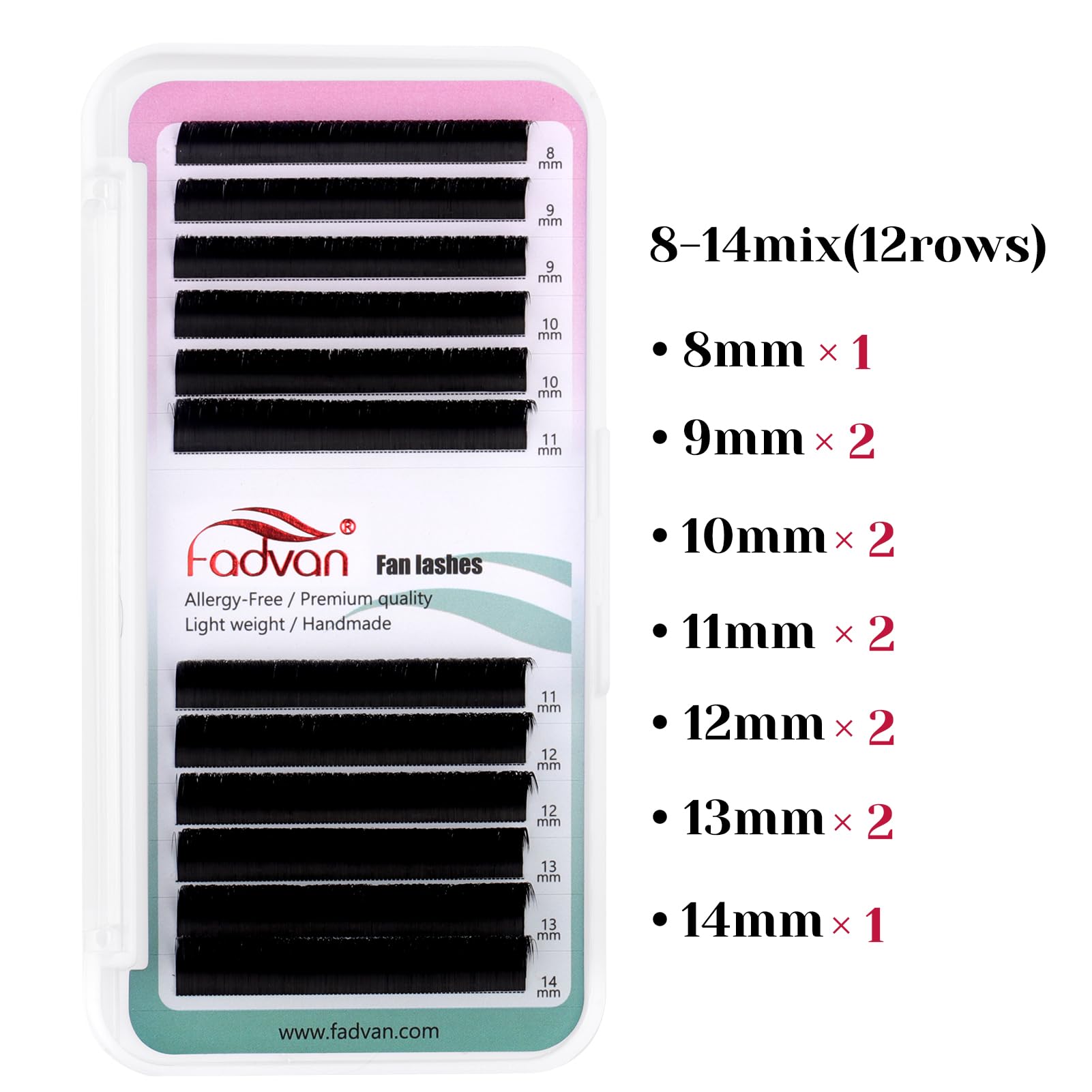 Extension Ciglia Easy Fan 0.05mm C Curl 8-14mm Misto 2D~20D Estensioni Ciglia Ciuffetti Volume Russo Seta Professionale FADVAN(0.05C, mix8-14mm)