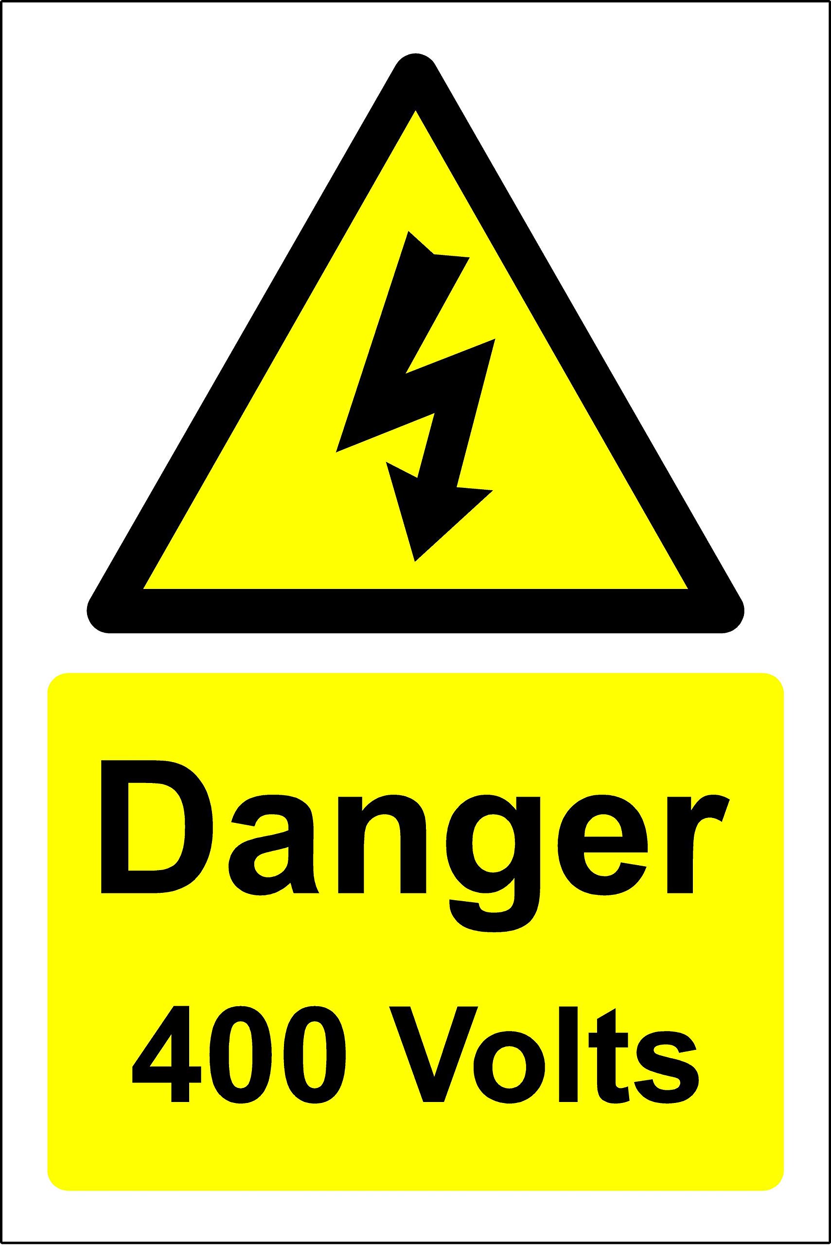 Kpcm Display Ltd Danger 400 Volts Electricity Safety Sign - 1.2Mm Rigid Plastic 200Mm X 150Mm