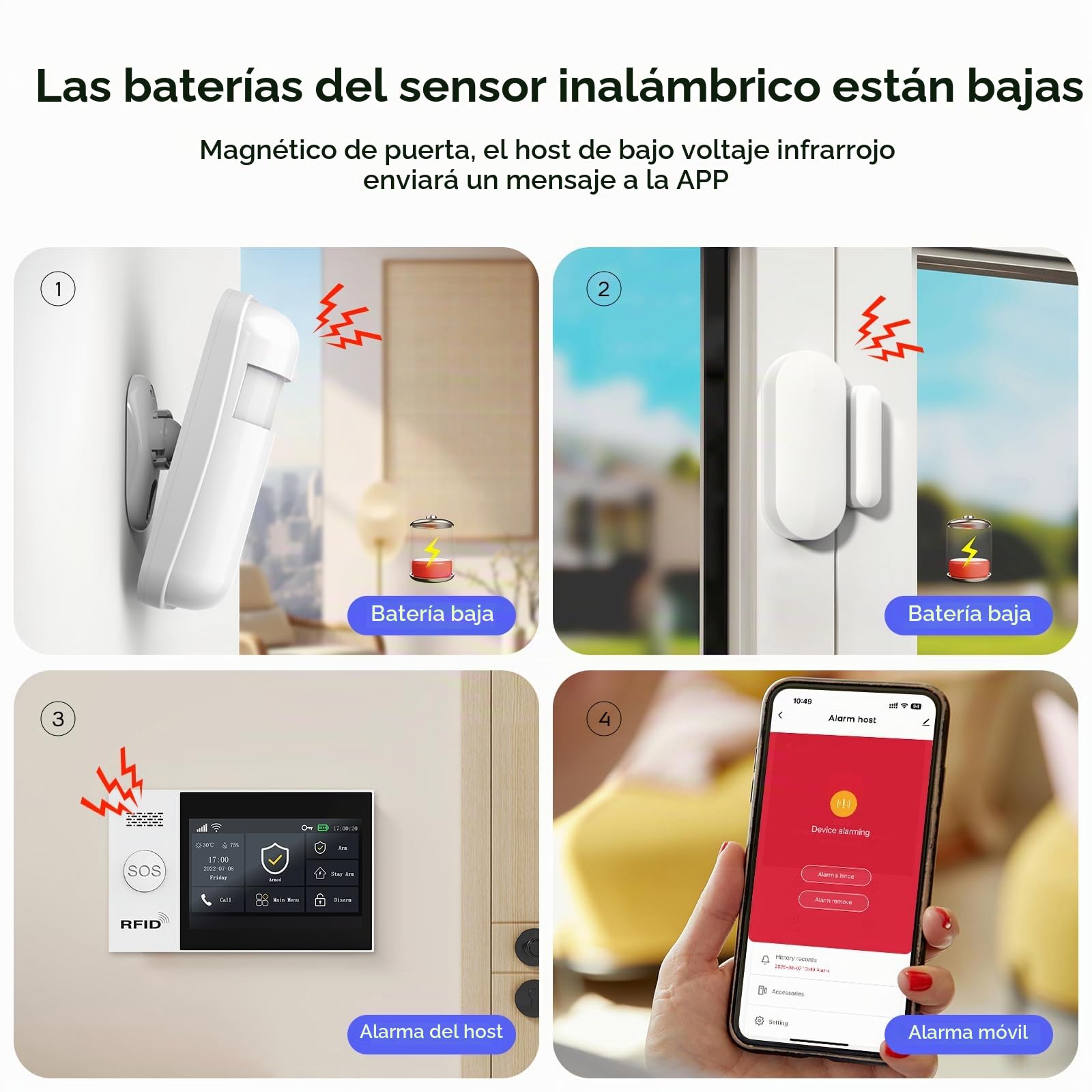 PGST Kit Alarma Casa con Aviso al Movil, Sistema de Alarma para Casa WiFi y 4G gsm sin cuotas con Pantalla Táctil 4.3” y Batería de 1000 mAh, Aplicación Tuya Smart Life, Alexa y Google