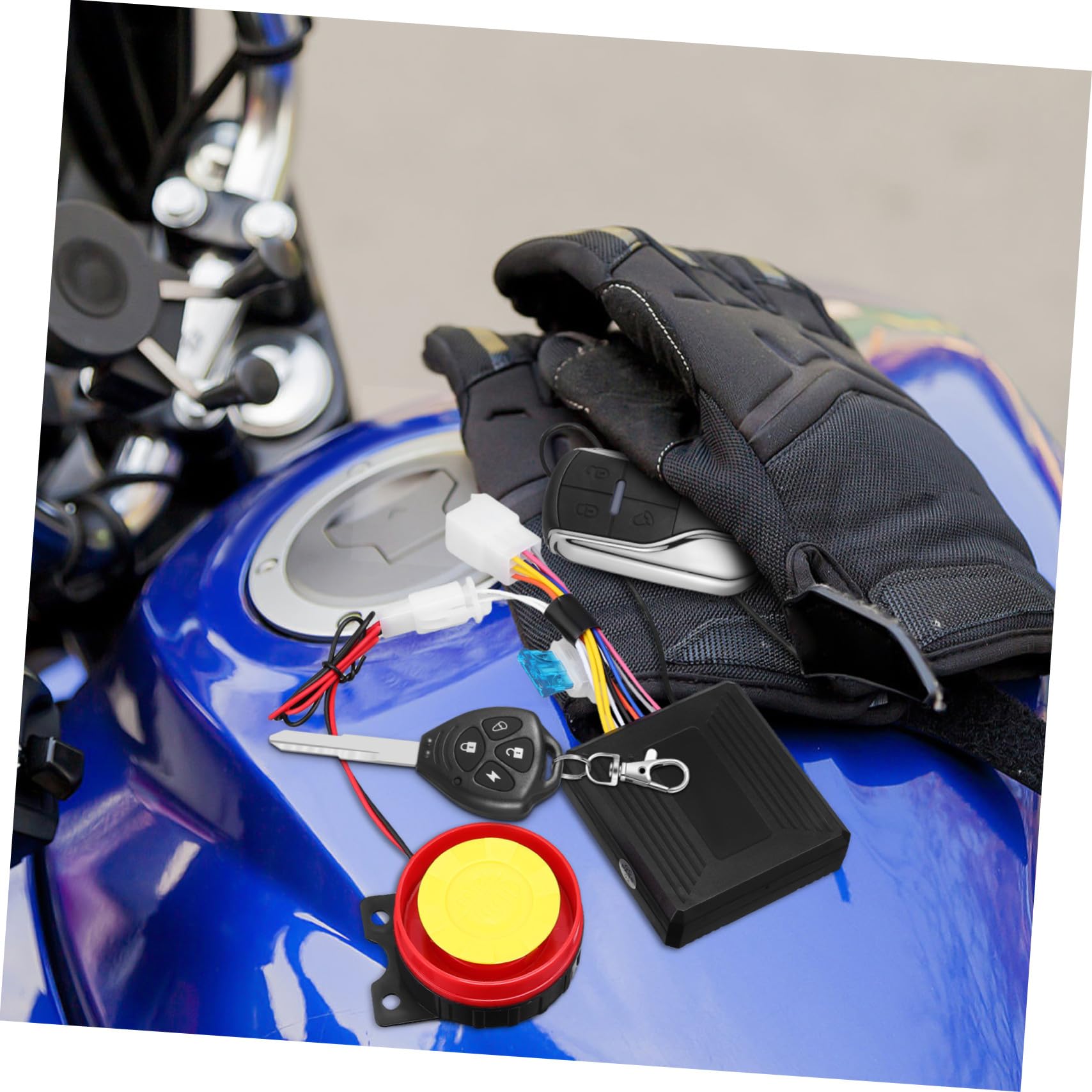 Allarme Antifurto Moto 315mhz in Abs, Set con Telecomando | Avvio Remoto, Localizzazione Veicolo, Batteria Inclusa, Nero, per Scooter e Motocicli