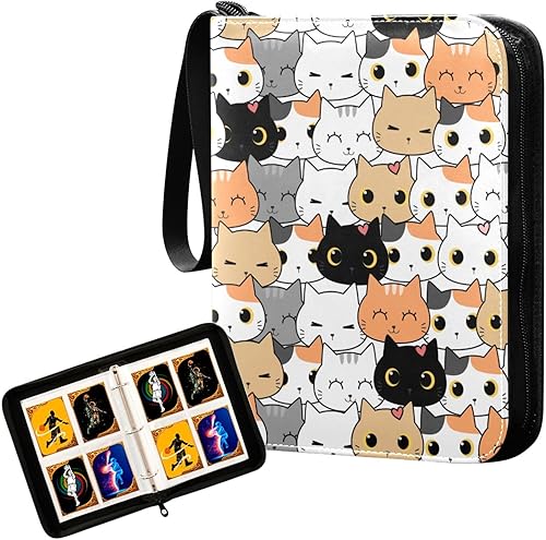 Carpeta de tarjetas de 400 bolsillos con 50 páginas extraíbles, 3 anillos y 4 bolsillos para tarjetas de juego TCG