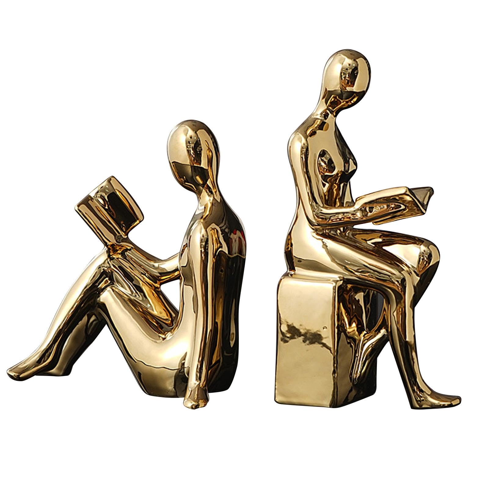 Dekorative Buchstützen für schwere Bücher, 2 x abstraktes Statuen-Design