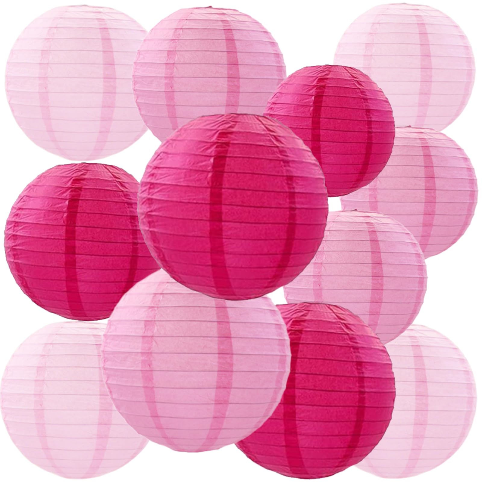 We Moment Zone 12pcs Pink Paper Lanterns,Pink Paper Lanterns Round Paper Lanterns for Birthday,Wedding,Baby Shower Party Ceiling Decoration