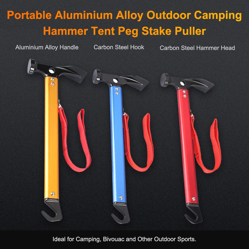 Keenso Camping Marteau, Marteau de Tente Marteau Maillet pour Piquets de Tente Peg Hammer Portable pour Camping, Bivouac Sports de Plein Air(Or)